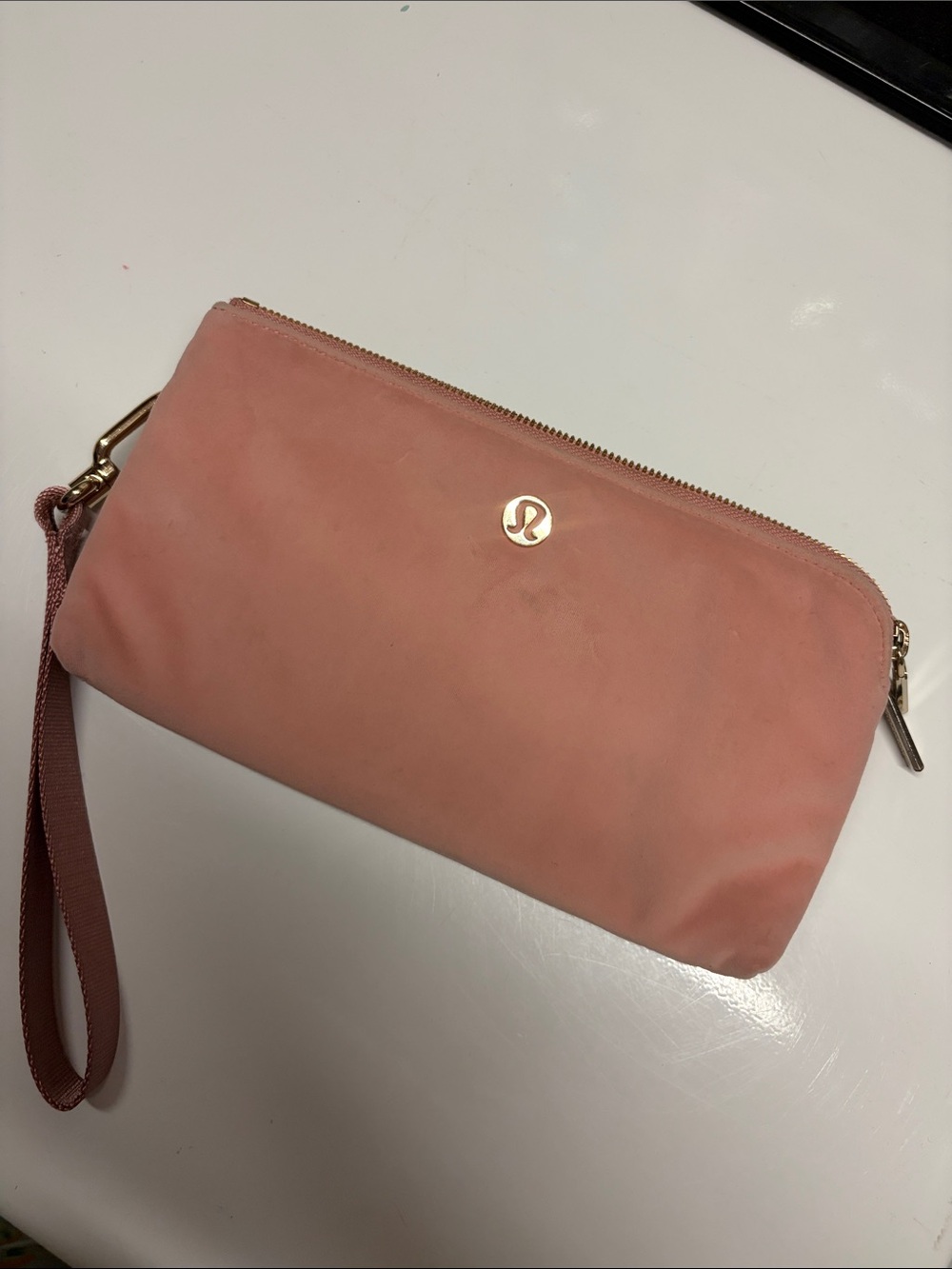 lululemon athletica Dusty Pink Wristlet Clutch with Gold Accent